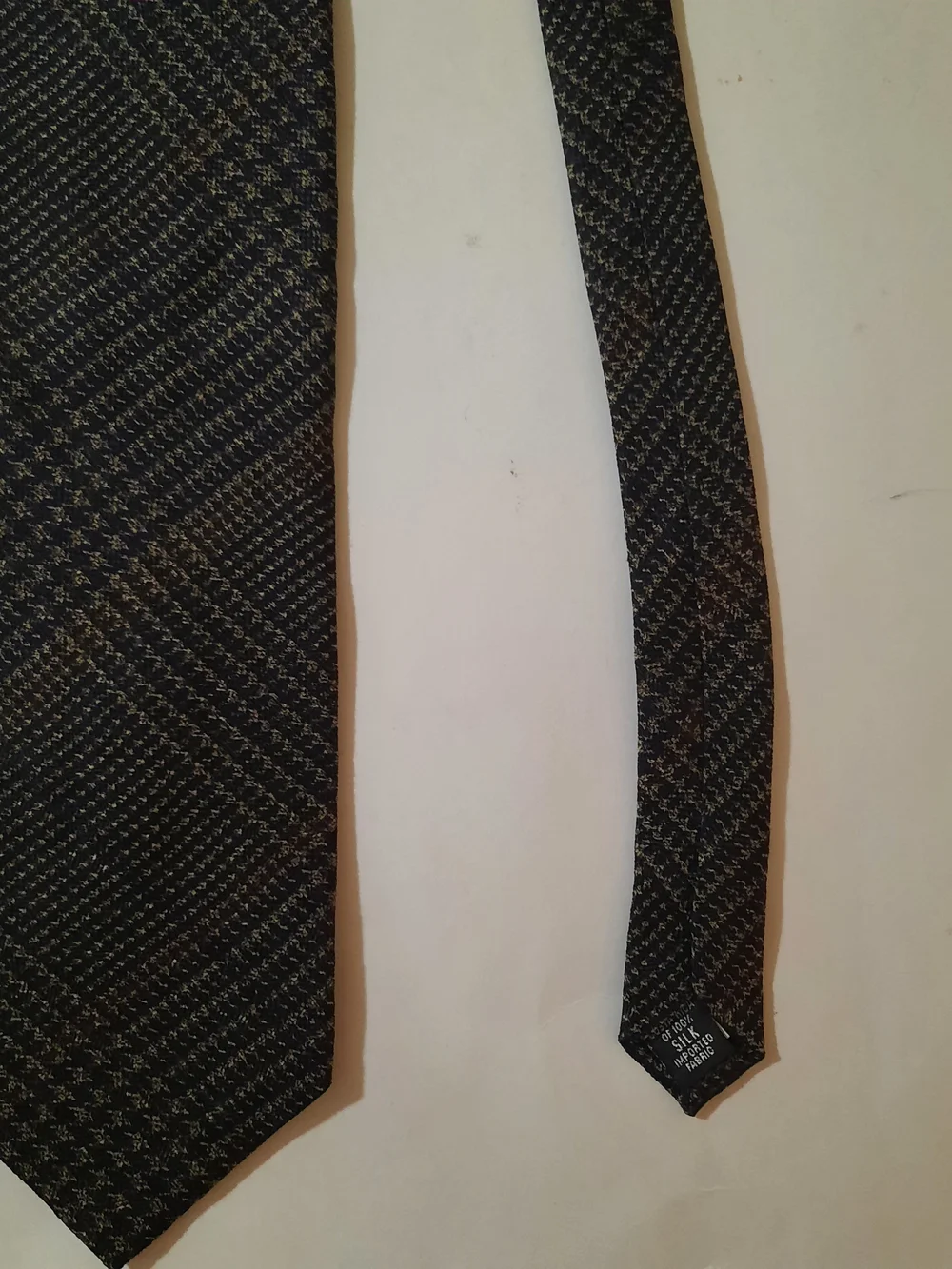 Vintage Eddie Bauer AKA Woven Tweed Necktie Brown Gold Geometric Pattern